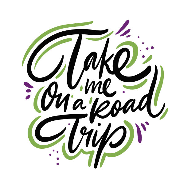 带我来一场公路旅行手绘矢量引号字母。动机排版。孤立在白色背景上。图片下载