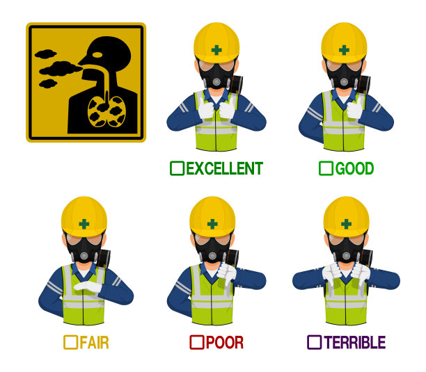 一组带呼吸器的产业工人呈现满意度图片下载