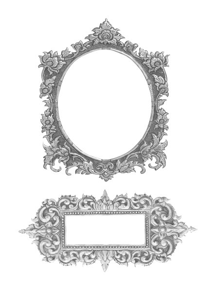 古老的装饰框架-手工雕刻-孤立在白色背景上图片下载