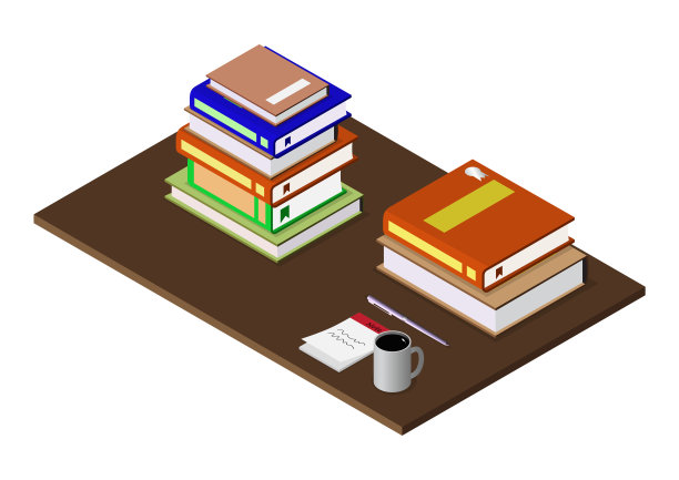 桌子上等距堆积的书图片下载