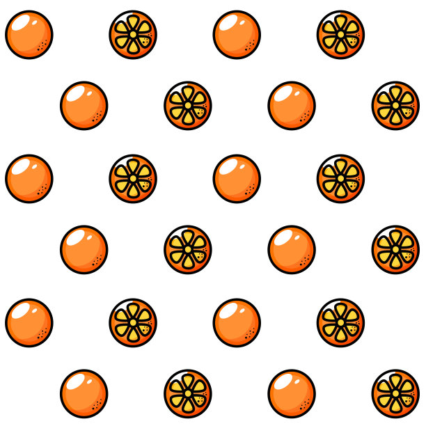 矢量无缝模式与多汁的橙子。切片和整片图片下载