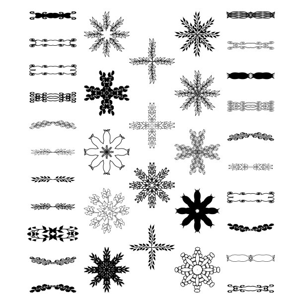 分隔符，边界，漩涡，分隔和滚动孤立的白色背景。矢量图图片下载