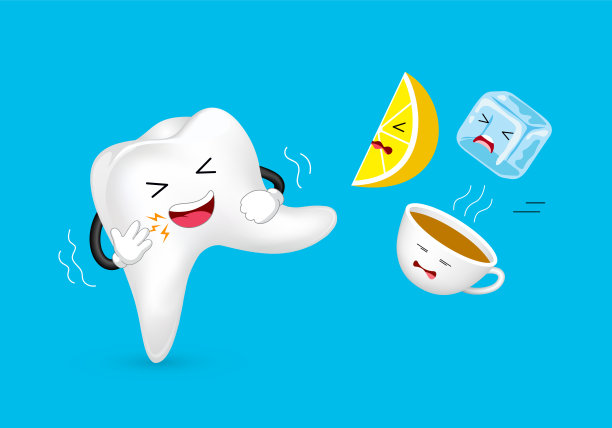 可爱卡通敏感牙齿人物攻击食物和饮料。图片下载