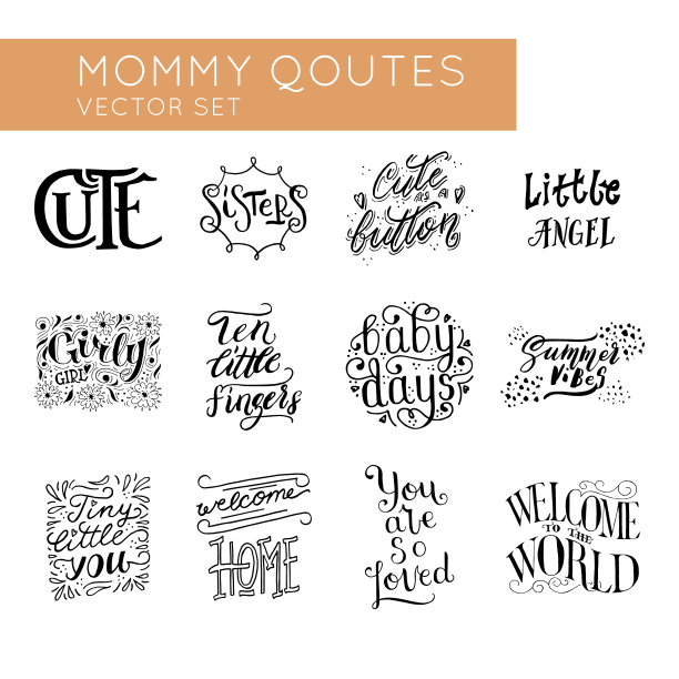 妈妈语录字母矢量素材图片下载