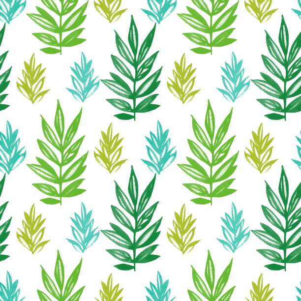 花卉无缝图案与抽象叶水彩图片下载