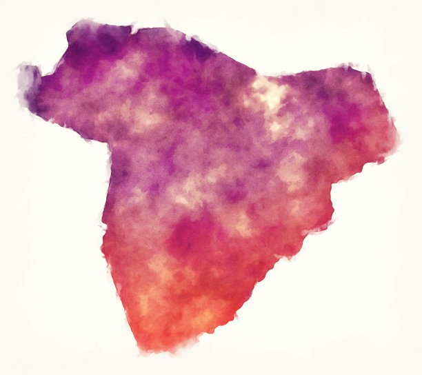 乍得萨拉马特地区水彩画地图图片下载