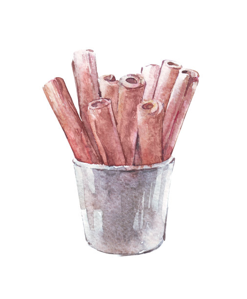 肉桂棒在一个锅孤立图片下载