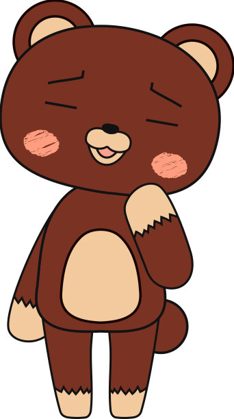 全长插图的可爱的棕色熊的角色图片下载