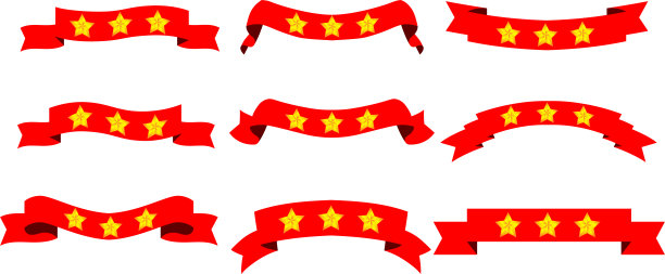 三颗星红色标题缎带的插图图片下载