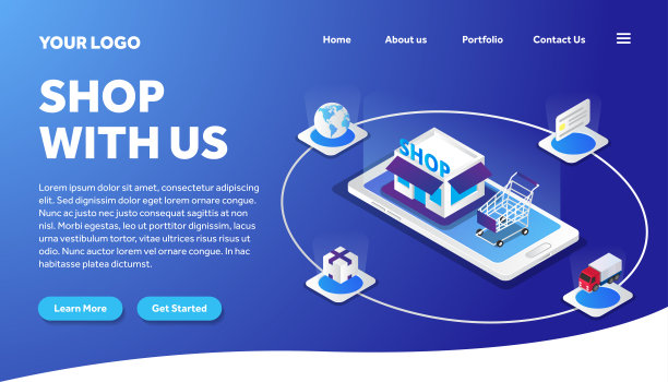 网上购物等距创意插画矢量图，人们在网上购物等距插画矢量图，网上购物等距矢量图为网站登陆页面模板图片下载