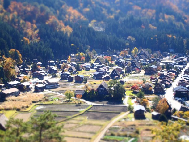 日本白川吾和五山的历史村落图片下载