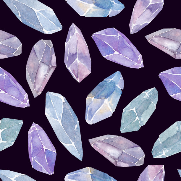 蓝色和紫色的钻石晶体。无缝模式。图片下载