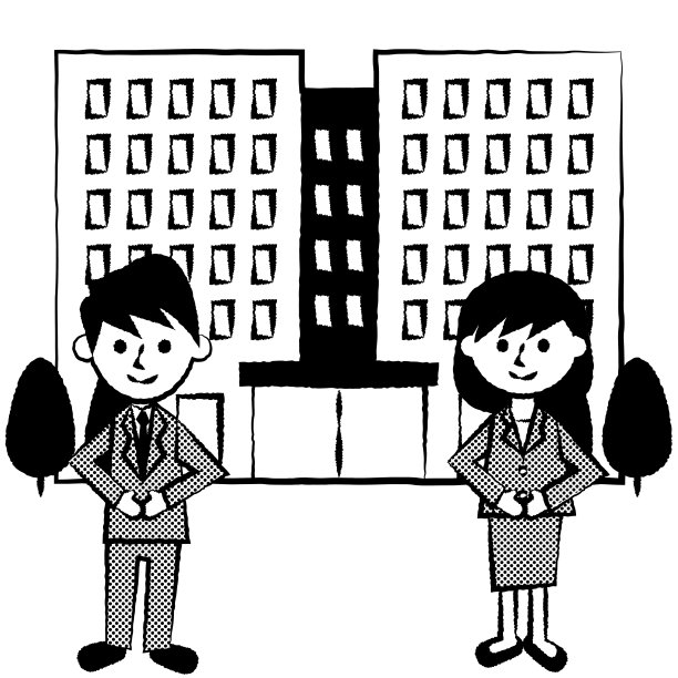 上班族和公司。西装革履的男女上班族。矢量插图。图片下载