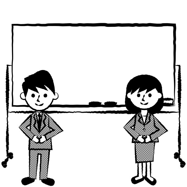 办公室职员和白板。西装革履的男女上班族。矢量插图。图片下载