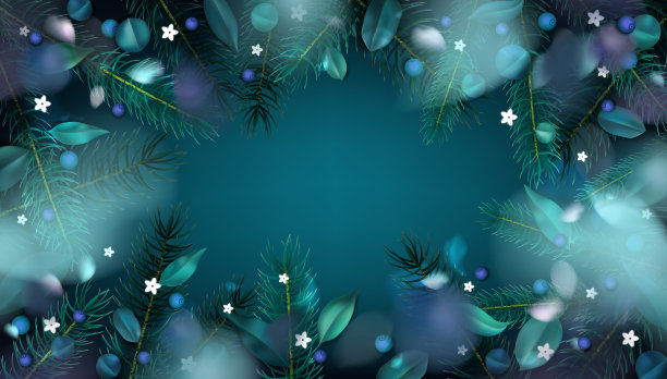 绿色的春天森林背景与树叶和浆果图片下载