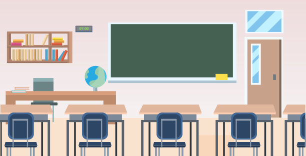 学校教室用家具板写字台空无人教室室内平放水平图片下载