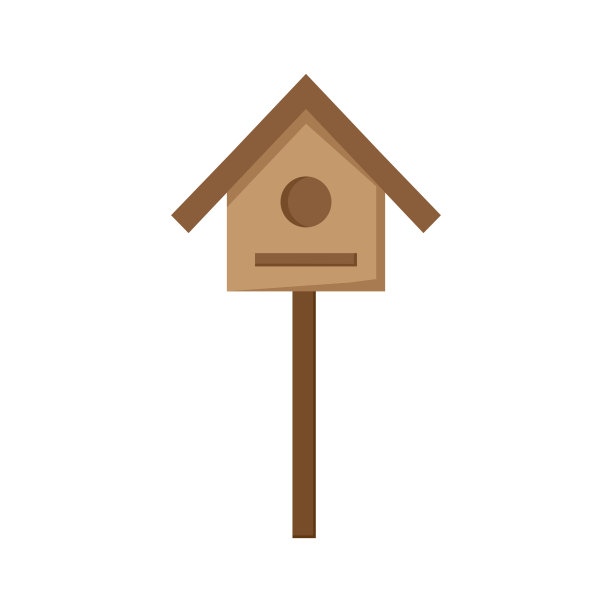 鸟舍，花园房子的鸟类矢量图标颜色图片下载