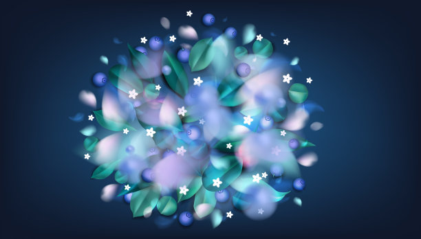 绿色的春天森林背景与树叶和浆果图片下载