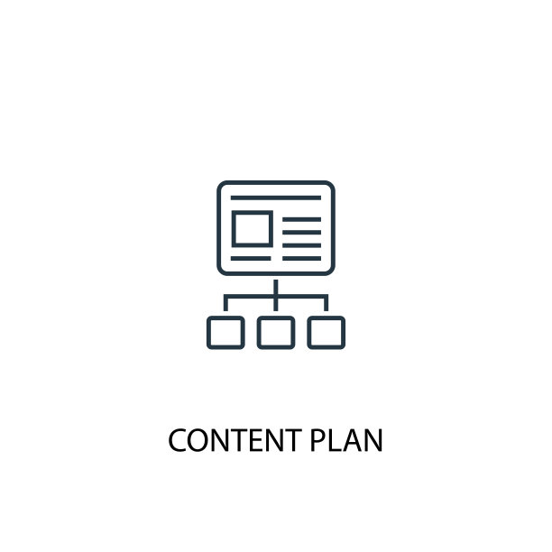 内容计划概念线图标。简单元素说明。内容规划概念大纲符号设计。可以用于网页和手机的UI/UX吗图片下载