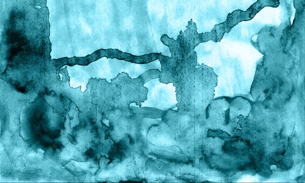 抽象的蓝色流。天蓝色的背景与黑暗的油漆滴，潮湿的补丁，涓涓细流，小河。波纹结构的海，湖，河，海洋。自然奢华翡翠质感。水彩波溅、染色。图片下载