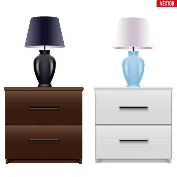 床头床头柜配有夜灯图片下载