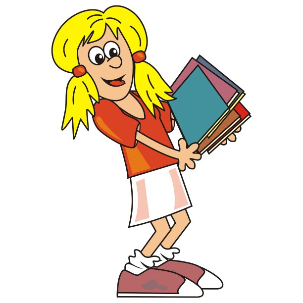 带着练习册的年轻女子，有趣的矢量图标图片下载