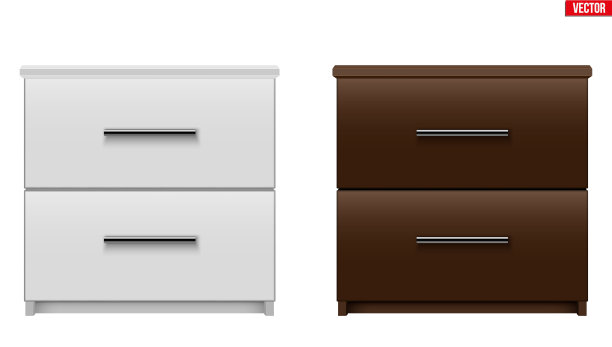 白色背景上孤立的现代床头柜图片下载