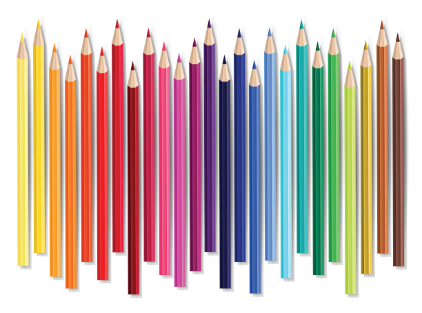 矢量彩色铅笔。蜡笔孤立在白色背景上图片下载