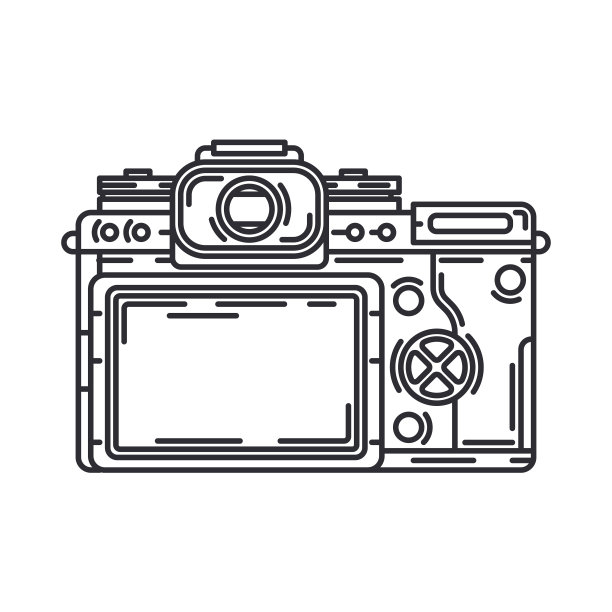 线矢量图标数码单反专业相机。摄影艺术。像素photocamera。卡通风格插画，元素设计。摄影镜头。快照设备。数码摄影工作室。图片下载