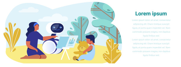 宣传儿童教育机器人保姆的横幅图片下载