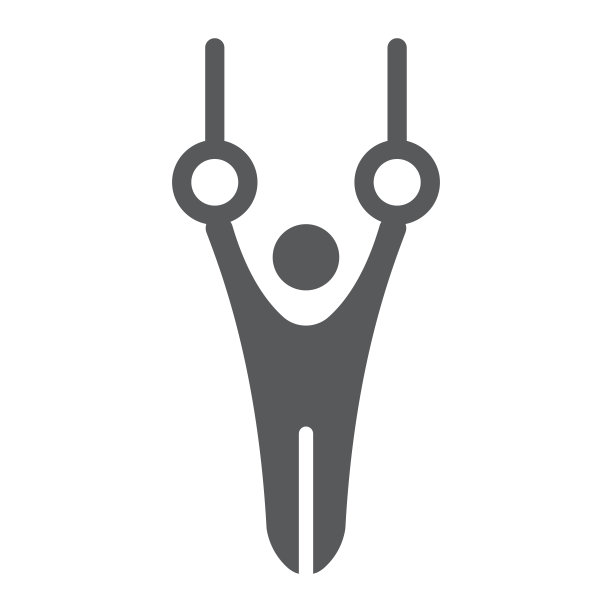 体操字形图标，运动和体操，运动员环标志，矢量图形，白色背景上的固体图案。图片下载