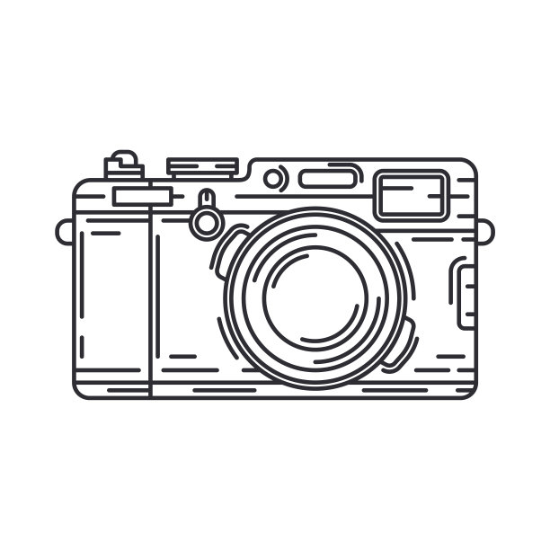 线矢量图标数码单反专业相机。摄影艺术。像素photocamera。卡通风格插画，元素设计。摄影镜头。快照设备。数码摄影工作室。图片下载