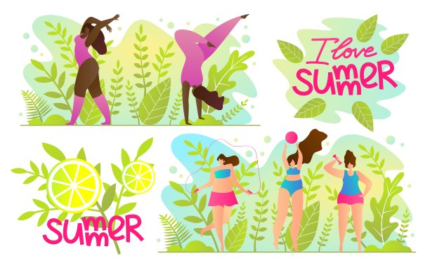 设置广告传单题词我爱夏天。图片下载