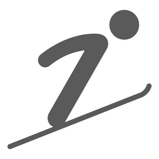 天空跳跃字形图标，运动和冬季，跳跃与滑雪标志，矢量图形，白色背景上的一个固体图案。图片下载