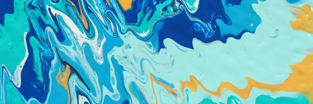 摄影抽象大理石效果背景。蓝色，薄荷色，金色和白色的创意色彩。美丽的画。横幅图片下载