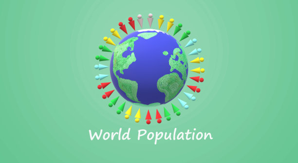 世界人口日内容的3d渲染。图片下载