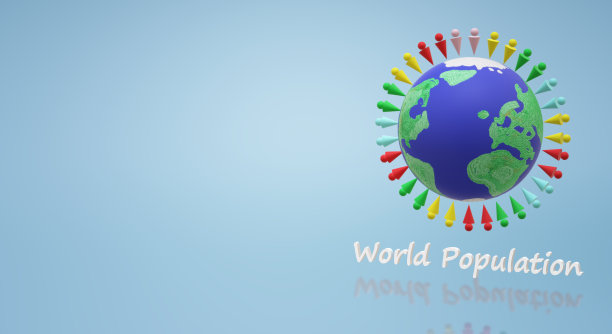 世界人口日内容的3d渲染。图片下载