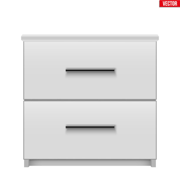 白色背景上孤立的现代床头柜图片下载