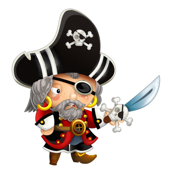海盗船长卡通场景（白色背景）图片下载