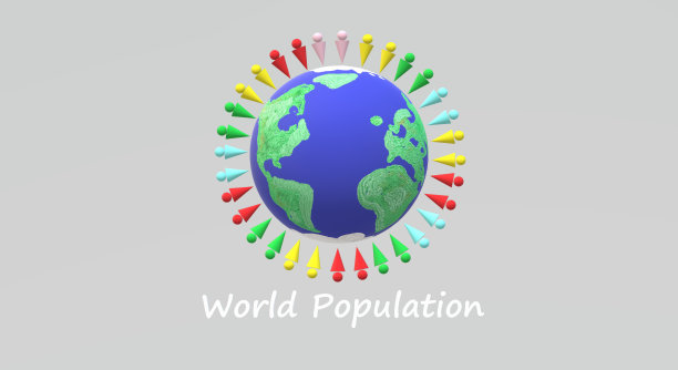 世界人口日内容的3d渲染。图片下载