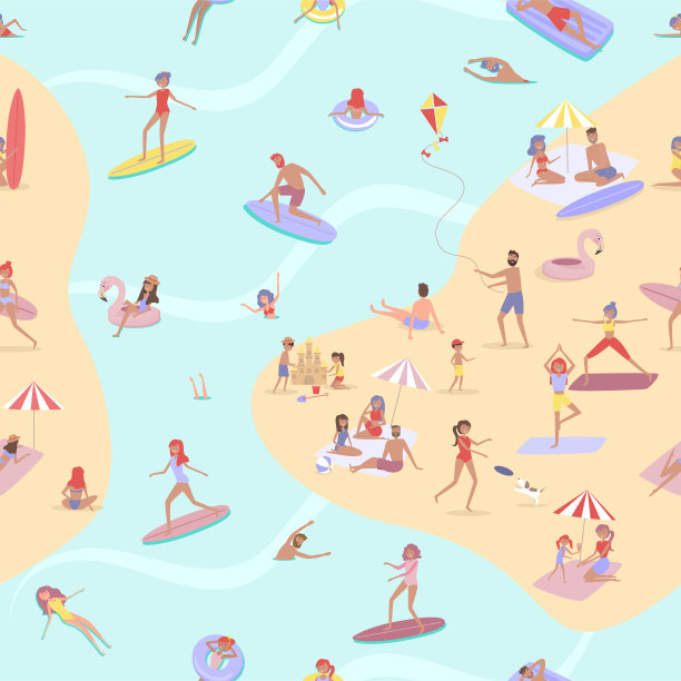 夏日沙滩概念无缝模式图片下载