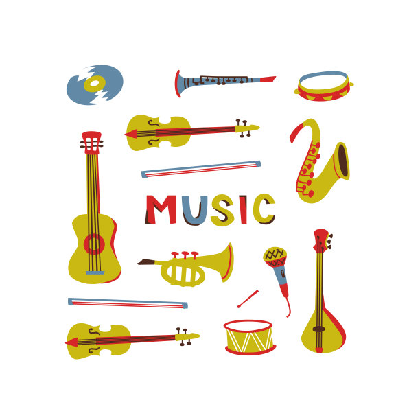 抽象音乐手绘矢量符号。图片下载