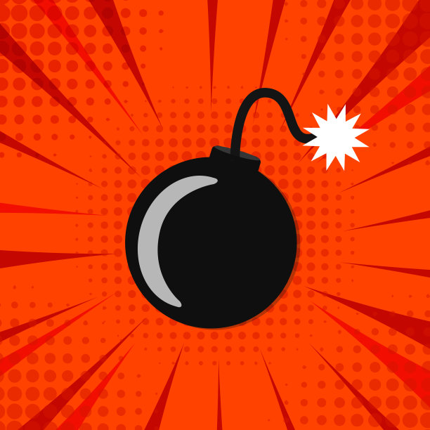 卡通炸弹背景和爆炸光矢量-插图图片下载