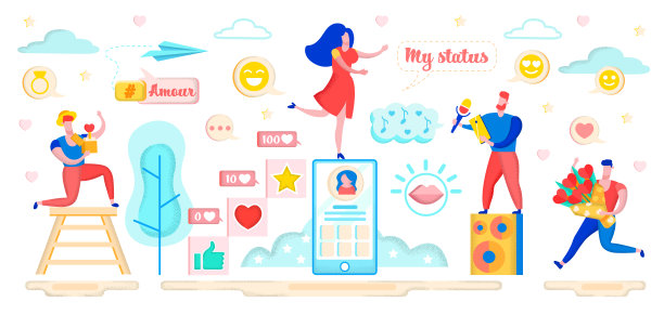 在社交网站虚拟关系中约会。图片下载