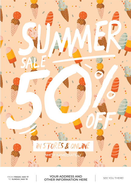 销售印刷与美丽的夏季背景和时尚的字母。图片下载