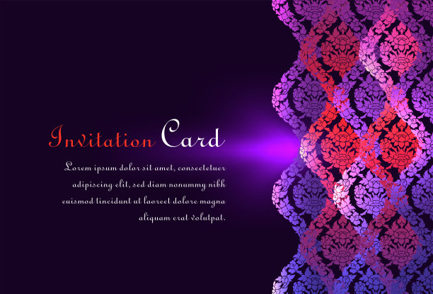 矢量邀请卡模板，背景和框架边界。泰国艺术复古插画设计图片下载