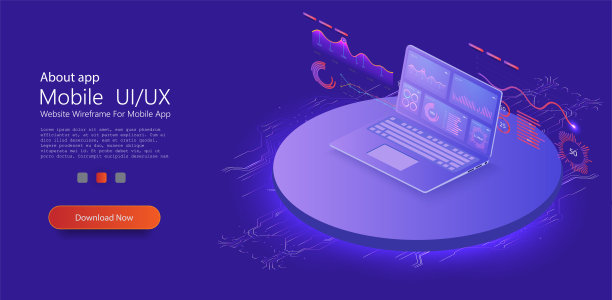 技术的概念。建立一个图表和图表。带业务图和分析数据的笔记本电脑在等距笔记本电脑上的应用。具有统计图表和金融的现代信息图向量模板。图片下载