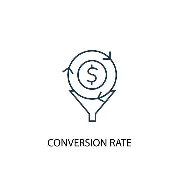 转化率概念线图标。简单元素说明。转化率概念轮廓符号设计。可以用于网页和手机的UI/UX吗图片下载