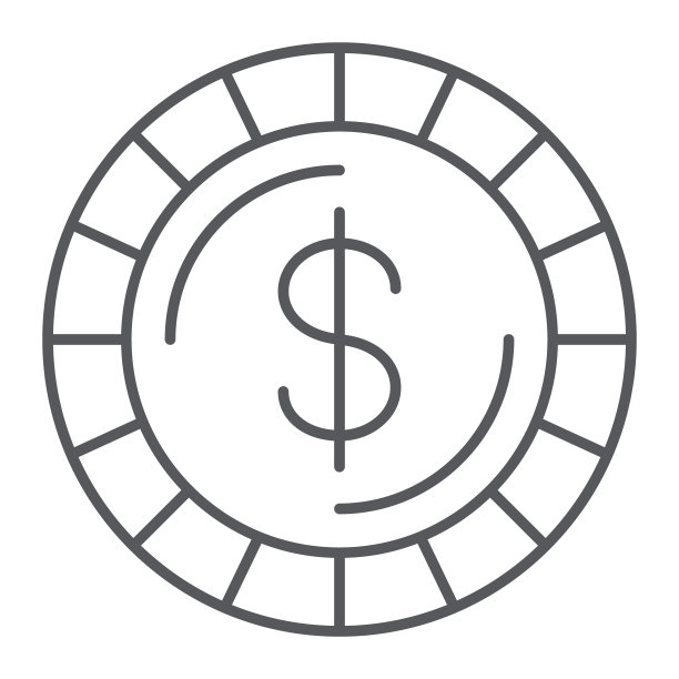 硬币细线图标，金融货币美分符号矢量图形图片下载