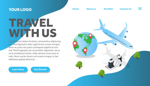 旅游等距插图创意登陆页面模板矢量图，旅游人士在旅游等距插图矢量图，旅游等距矢量图为网站登陆页面模板图片下载